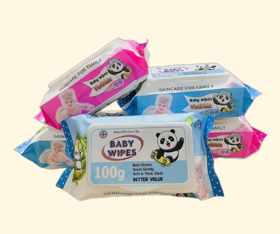 Khăn ướt BABY WIPES 100g 2 màu, tinh chất vỏ cam, sạch da sảng khoái