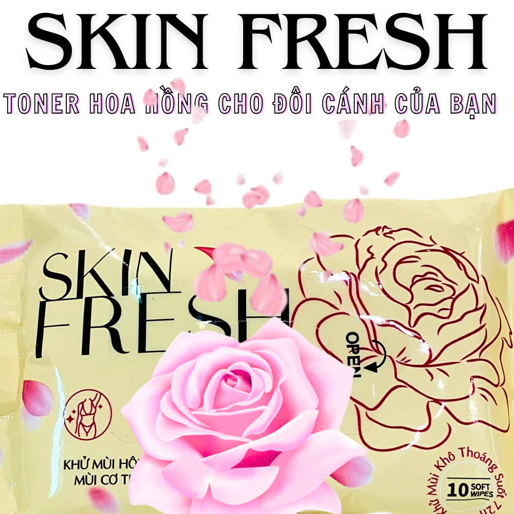 Khăn Ướt Khử Mùi SKIN FRESH, Ngăn Mùi Cơ Thể, Sạch Da Siêu Mát Lạnh